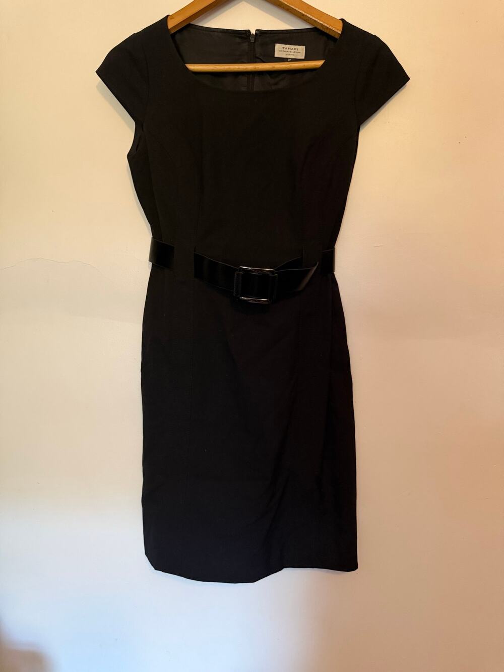 Tahari Arthur S. Levine Little Black Dress Cap Sleeve Midi Dress Sz 2P